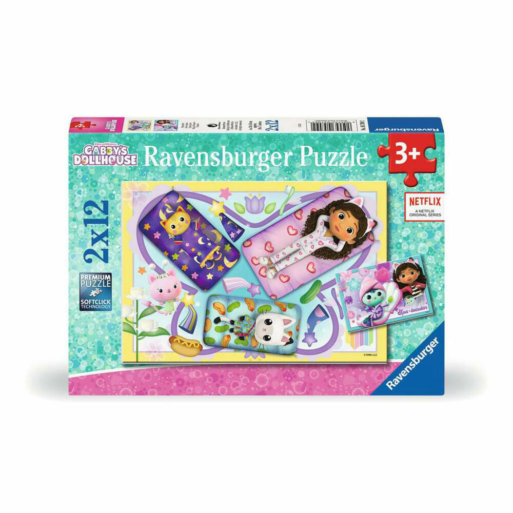 Ravensburger Kinderpuzzle Gabbys Dollhouse, Kinder Puzzle, 2 x 12 Teile, ab 3 Jahren, 05709