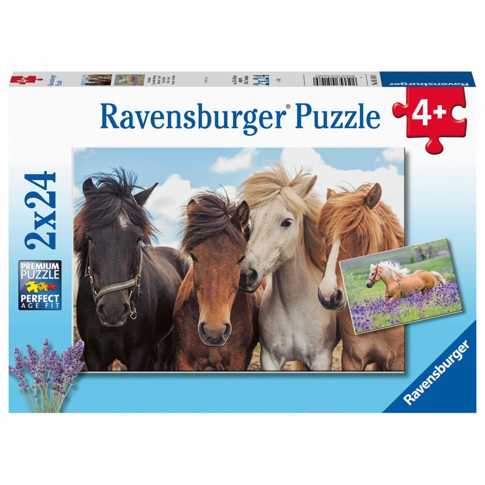 Ravensburger Puzzle Pferdeliebe, Kinderpuzzle, Legespiel, Kinderspiel, 2 x 24 Teile, 05148