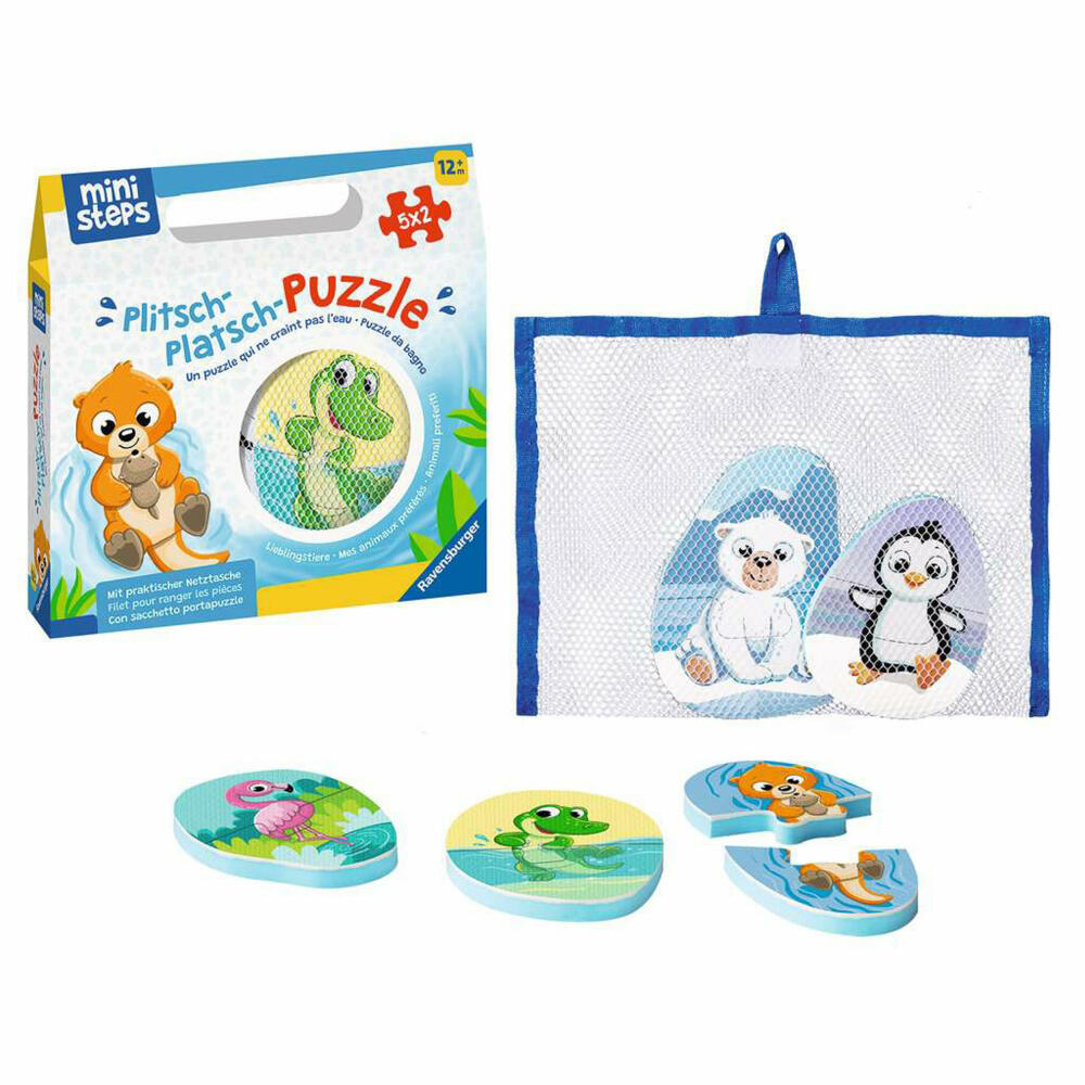 Ravensburger ministeps Plitsch-Platsch-Puzzle Lieblingstiere, Badespielzeug, Badepuzzle, ab 1 Jahr, 04589