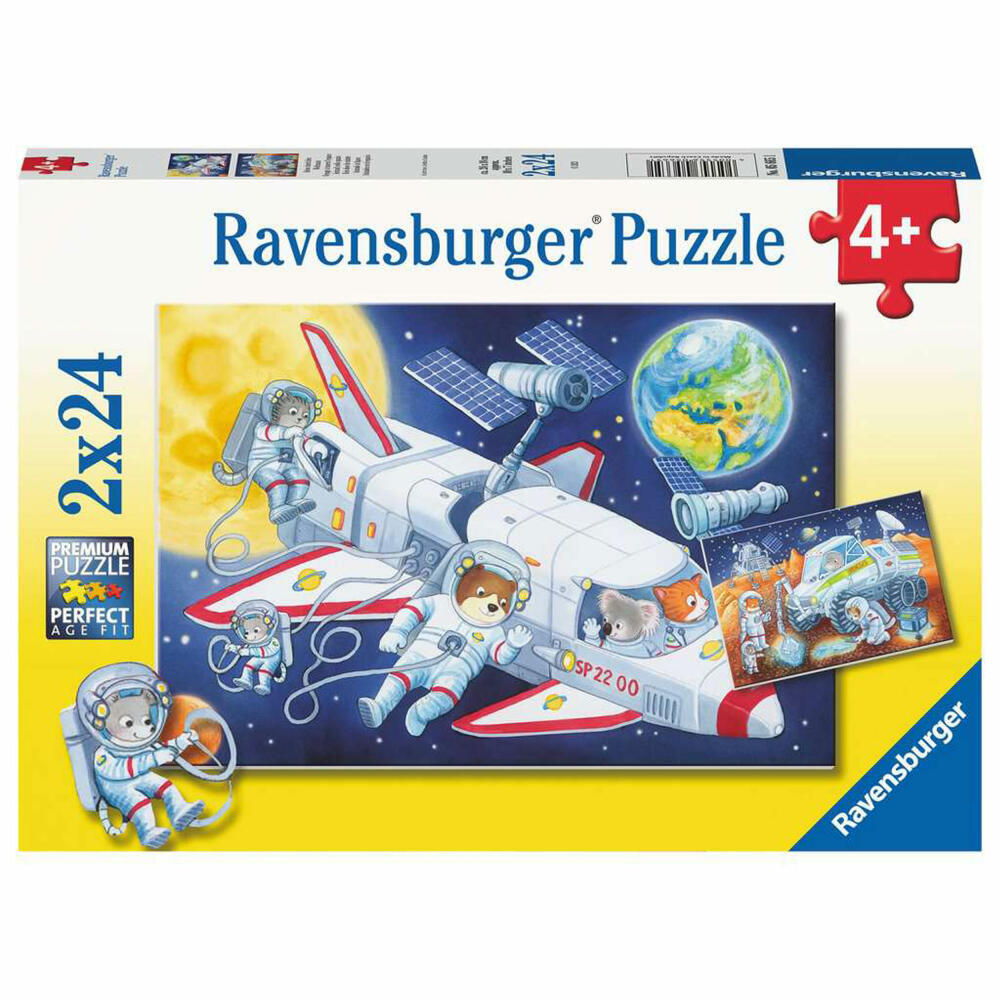 Ravensburger Reise durch den Weltraum, Puzzle, Kinderpuzzle, Legespiel, 2 x 24 Teile, 05665