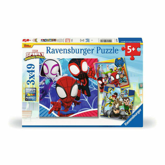 Ravensburger Kinderpuzzle Spideys Abenteuer, Kinder Puzzle, 3 x 49 Teile, ab 5 Jahren, 05730