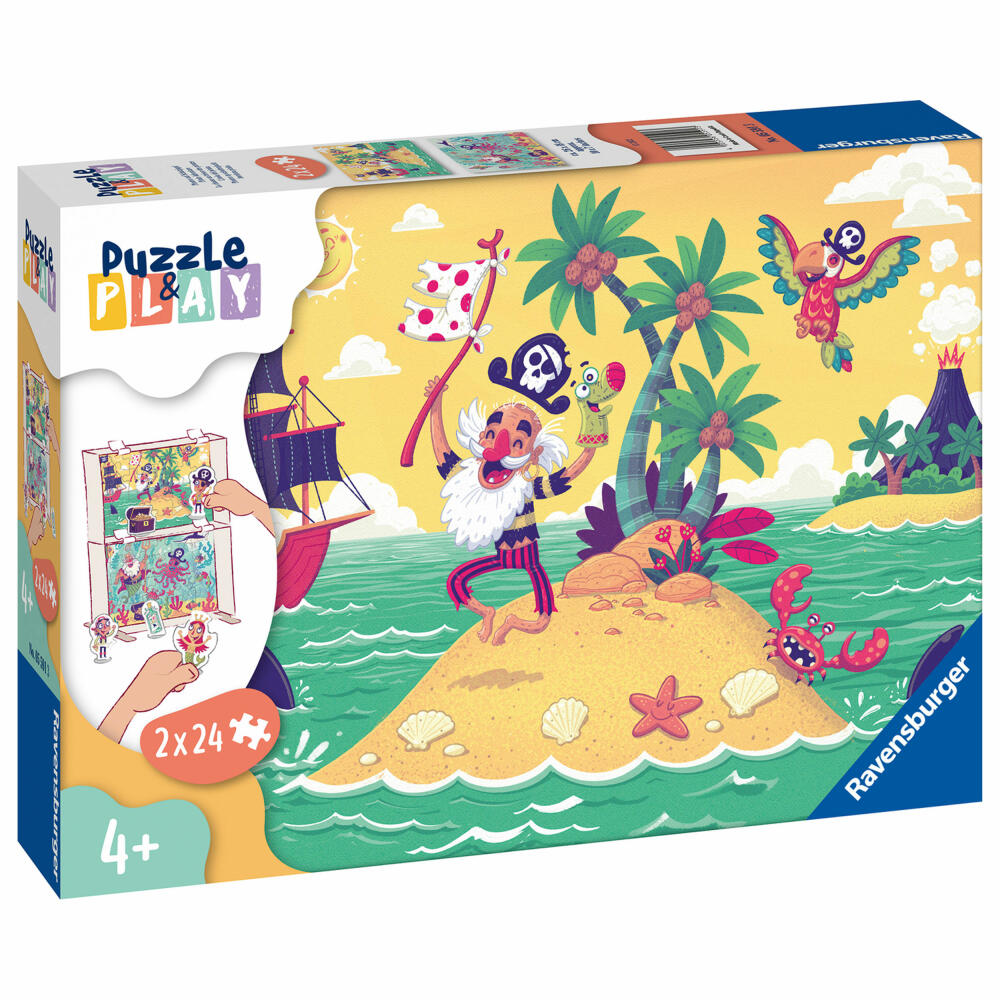 Ravensburger Puzzle&Play Piraten 1, Kinderpuzzle, Kinder Puzzle, Kinderspiel, 2 x 24 Teile, 05591