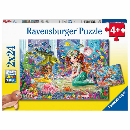 Ravensburger Puzzle Zauberhafte Meerjungfrauen, Kinderpuzzle, Legespiel, Kinderspiel, 2 x 24 Teile, 05147