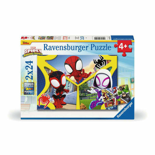 Ravensburger Kinderpuzzle Spidey und seine Super-Freunde, Kinder Puzzle, 2 x 24 Teile, ab 4 Jahren, 05729