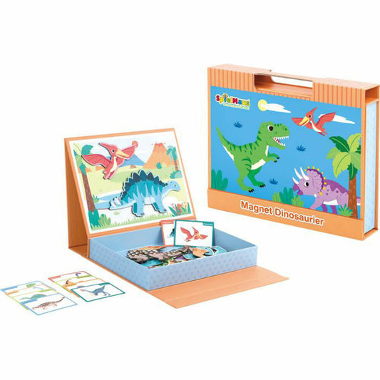 Spielmaus Holz Magnet Puzzle-Box Dinosaurier,  61 Teile