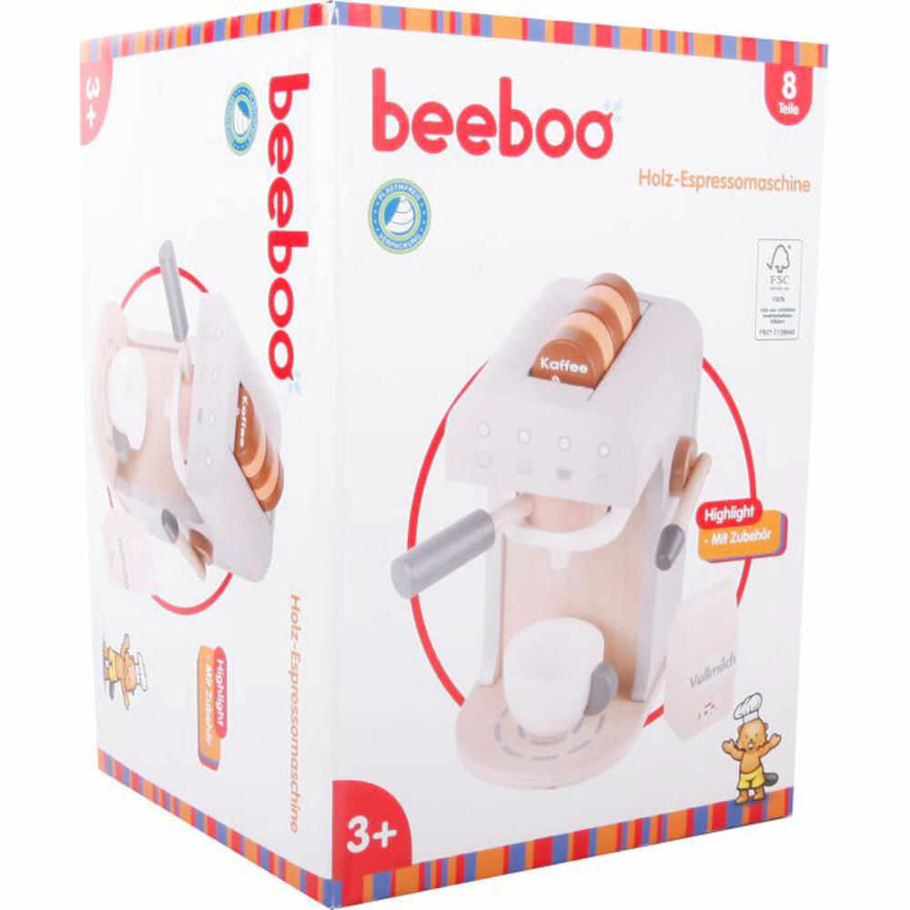 Beeboo Kitchen Holz Espressomaschine mit Zubehör, 9-teilig