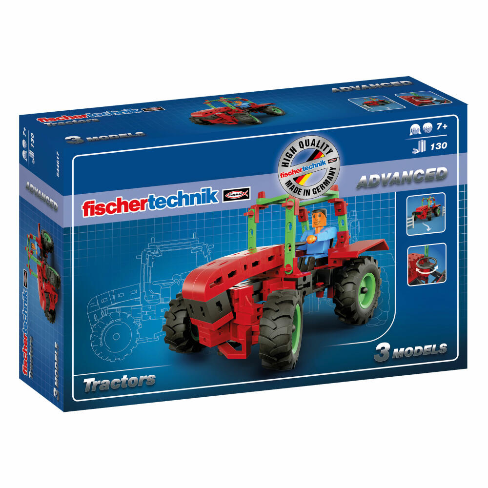 fischertechnik Advanced Tractors, 130-tlg., Kinder Baukasten, Motorikspielzeug, Bau Konstruktionsspielzeug, 544617