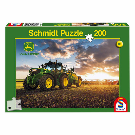 Schmidt Spiele Traktor 6150R mit Güllefass, 200 Teile, Kinderpuzzle, John Deere, 56145