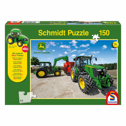 Schmidt Spiele Traktoren der 5M Serie, 150 Teile, + SIKU Traktor Kinderpuzzle (inkl. Traktor), John Deere, 56045