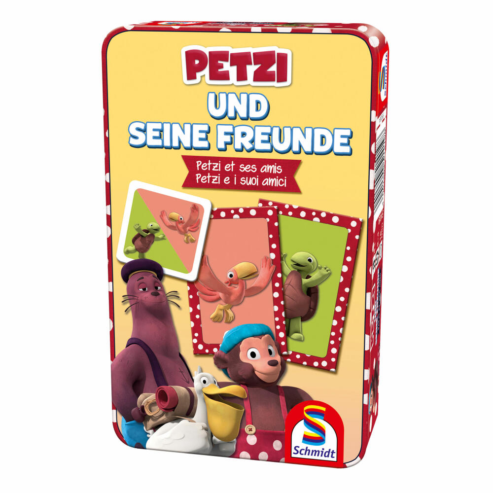 Schmidt Spiele Petzi und seine Freunde, Kartenspiel, Reisespiel, Gesellschaftsspiel, Spiel, 2 bis 4 Spieler, 51419