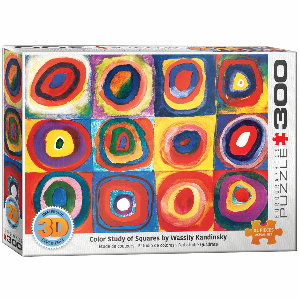 Eurographics Puzzle mit 3D-Effekt Farbstudie Quadrate - Wassily Kandinsky, 300 Teile, 48 x 68 cm, 6331-1323