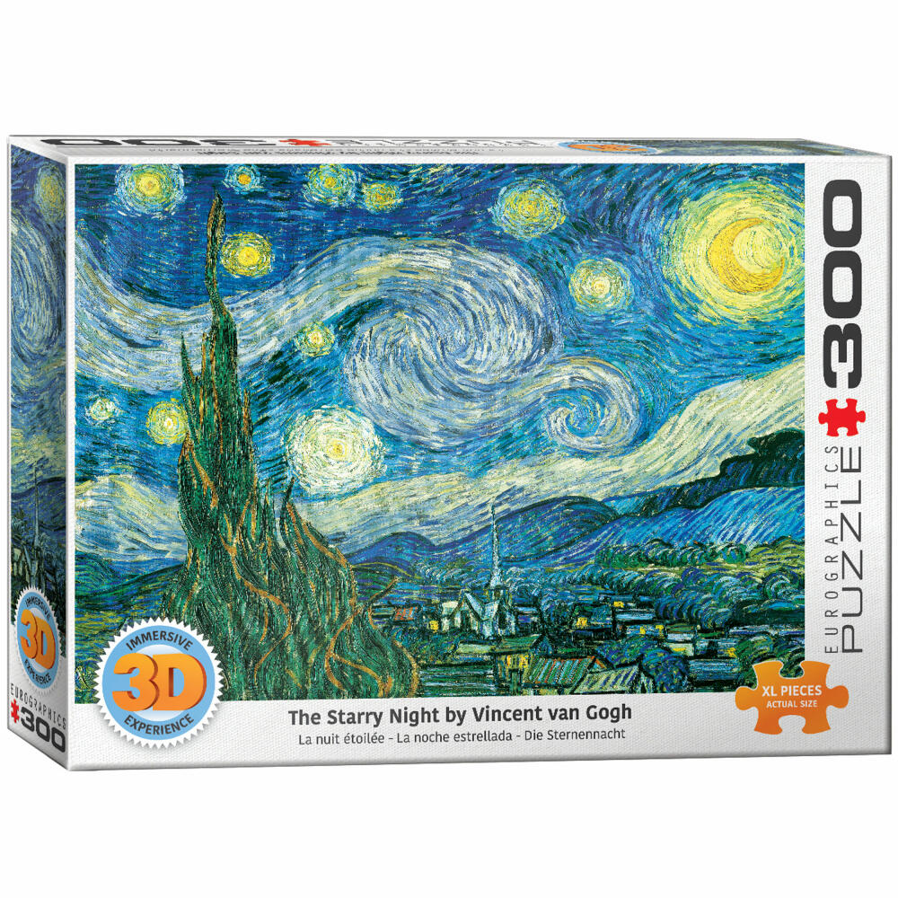 Eurographics Puzzle mit 3D-Effekt Sternennacht - Vincent van Gogh, 300 Teile, 48 x 68 cm, 6331-1204