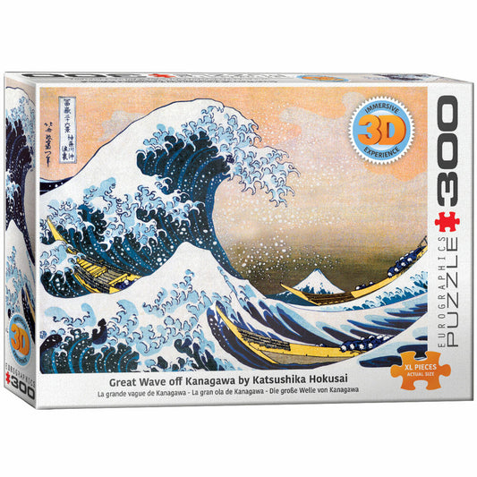 Eurographics Puzzle mit 3D-Effekt Die große Welle von Kanagawa - Hokusai, 300 Teile, 48 x 68 cm, 6331-1545