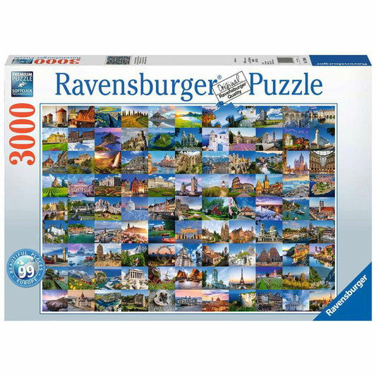 Ravensburger Puzzle 99 Beautiful Places in Europe, Erwachsenenpuzzle, 3000 Teile, 17080