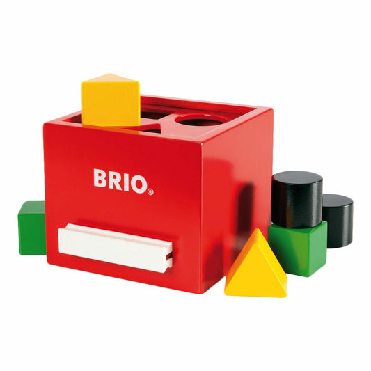 BRIO Rote Sortier-Box, 7-tlg., Sortierspiel, Steckspiel, Holzspielzeug, Holz Spielzeug, Kleinkind ,30148