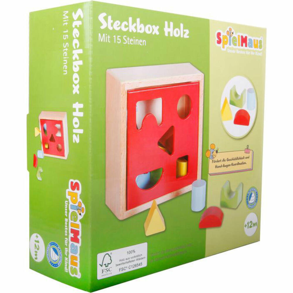 SpielMaus Holz Steckbox 15 Steine