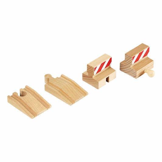 BRIO Rampen und Prell-Block Pack, 4-tlg., Zubehör für die Holzeisenbahn, Eisenbahn, Holzspielzeug, Holz Spielzeug, 33385