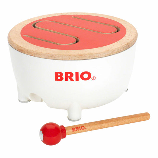 BRIO Trommel mit Drumstick, Instrument, Holztrommel, Holzspielzeug, Holz Spielzeug, Kleinkind, 30181