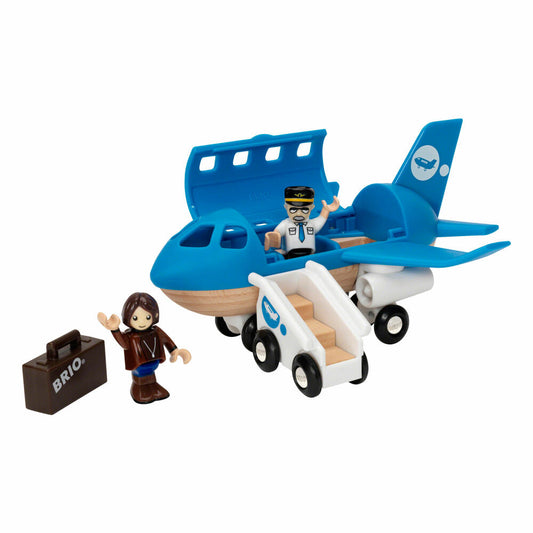 BRIO Blaues Flugzeug, 5-tlg., Zubehör für die Holzeisenbahn, Holzspielzeug, Holz Spielzeug, 33306