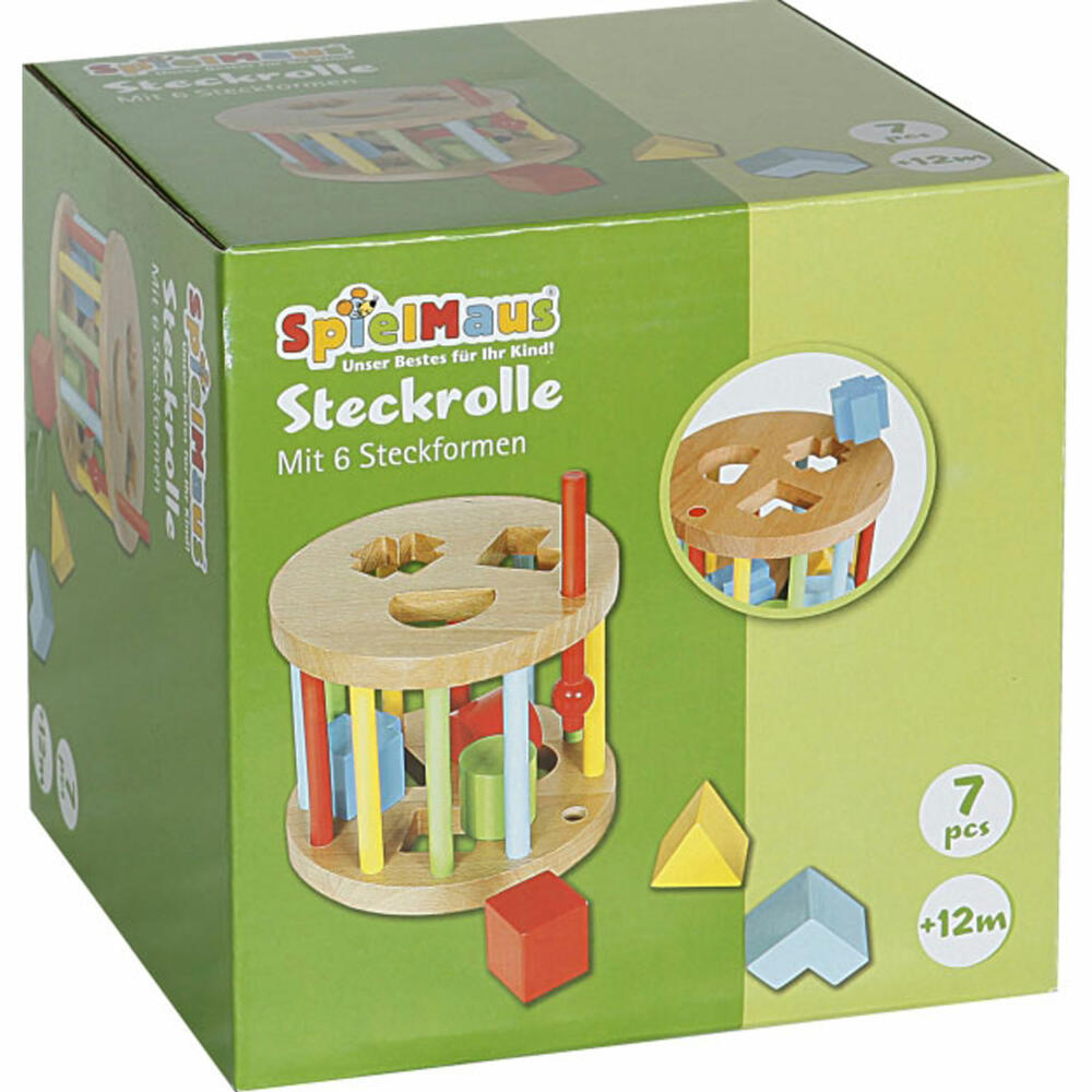 SpielMaus Holz Steckbox, rund, 6 Steine