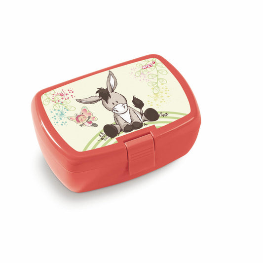 NICI Brotdose Esel und Schmetterling, Frühstücksdose, Lunchbox, Kunststoff, Bunt, 18x12.5x6.5 cm, 45446