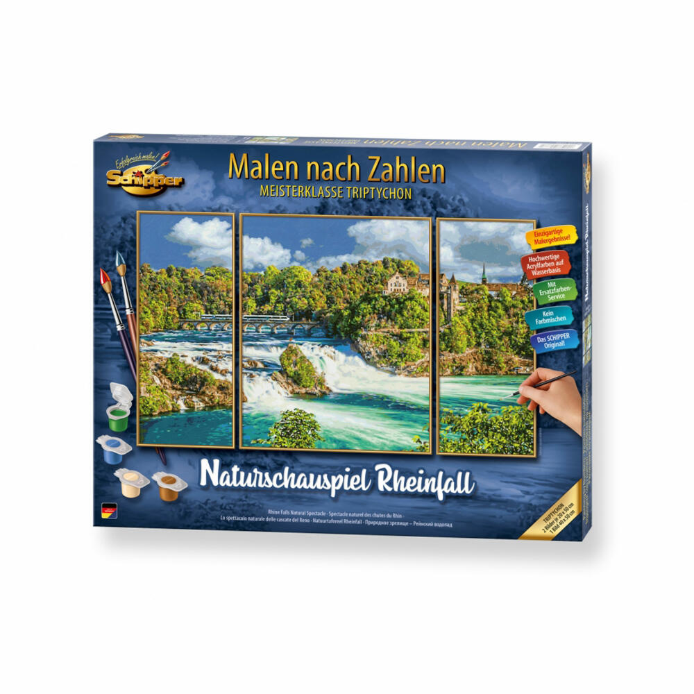 Schipper Malen nach Zahlen Naturschauspiel Rheinfall, Meisterklasse Triptychon, Malvorlage, Wandbild, 609260888