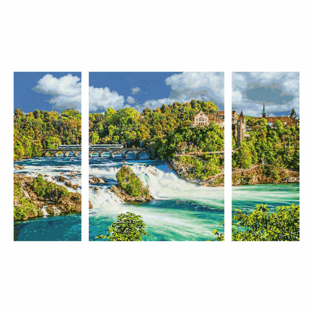 Schipper Malen nach Zahlen Naturschauspiel Rheinfall, Meisterklasse Triptychon, Malvorlage, Wandbild, 609260888