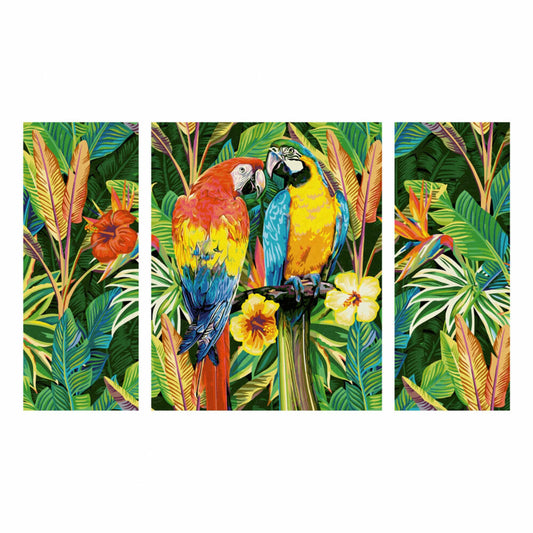 Schipper Malen nach Zahlen Papageien im Regenwald, Meisterklasse Triptychon, Malvorlage, Wandbild, 609260853