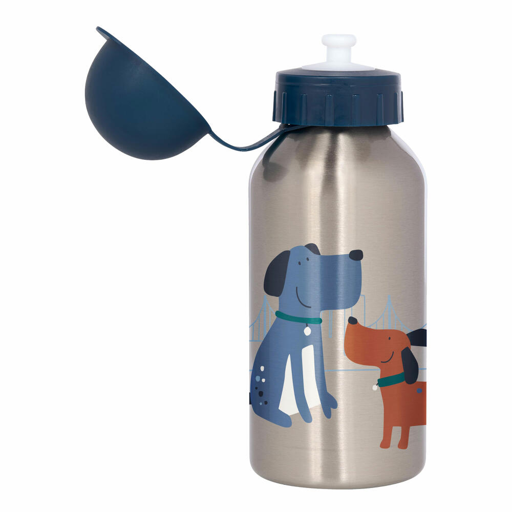 sigikid Trinkflasche Hund, Green Collecction, Kindertrinkflasche, Kinder Flasche, Wasserflasche, Edelstahl, Blau, 400 ml, 25098