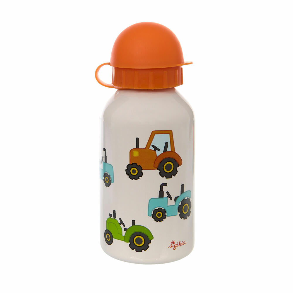 sigikid Edelstahl Trinkflasche Traktor, Kindertrinkflasche, Kinder Flasche, Wasserflasche, Beige / Orange, 350 ml, 25238