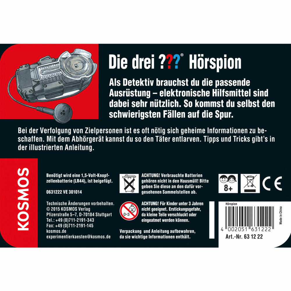 KOSMOS Detektive Die drei ??? Hörspion, Detektiv-Set, Detektivspiel, Detektiv Spiel, ab 8 Jahren, 631222