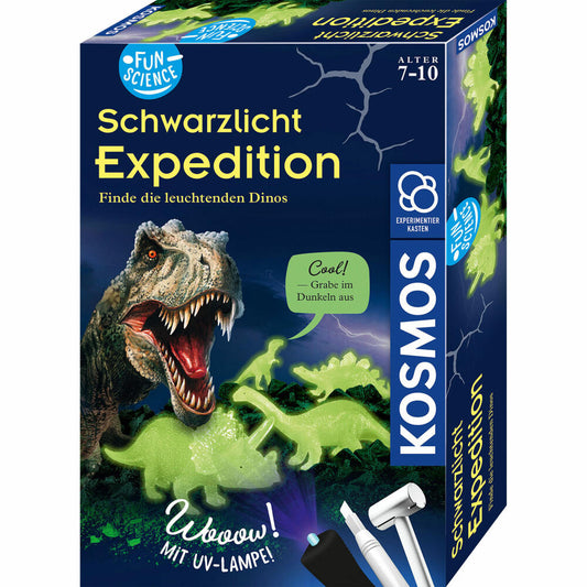 KOSMOS Fun Science Schwarzlicht-Expedition, Ausgrabung, Ausgrabungsblock, Dino, Experimentierkasten, 654276