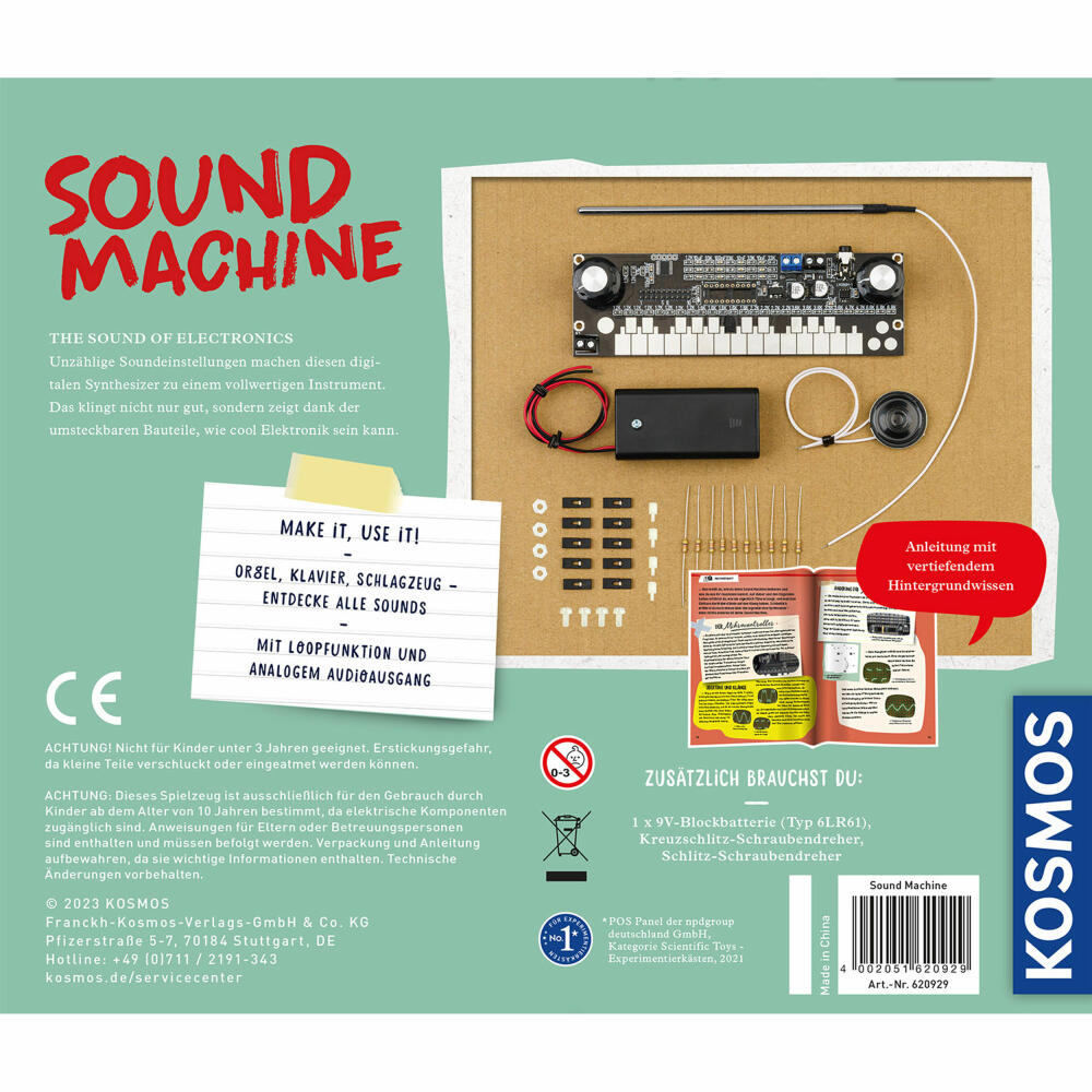 KOSMOS Sound Machine, Experimentierkasten, Bausatz, Baukasten, Musik, Synthesizer, DIY, 620929