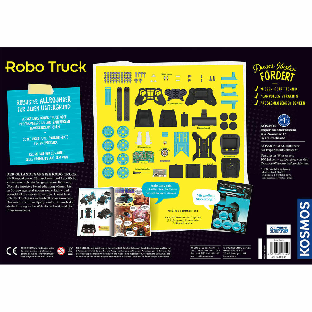KOSMOS Robo-Truck - Der programmierbare Action-Bot, Experimentierkasten, Bausatz, Roboter, Baukasten, 621049