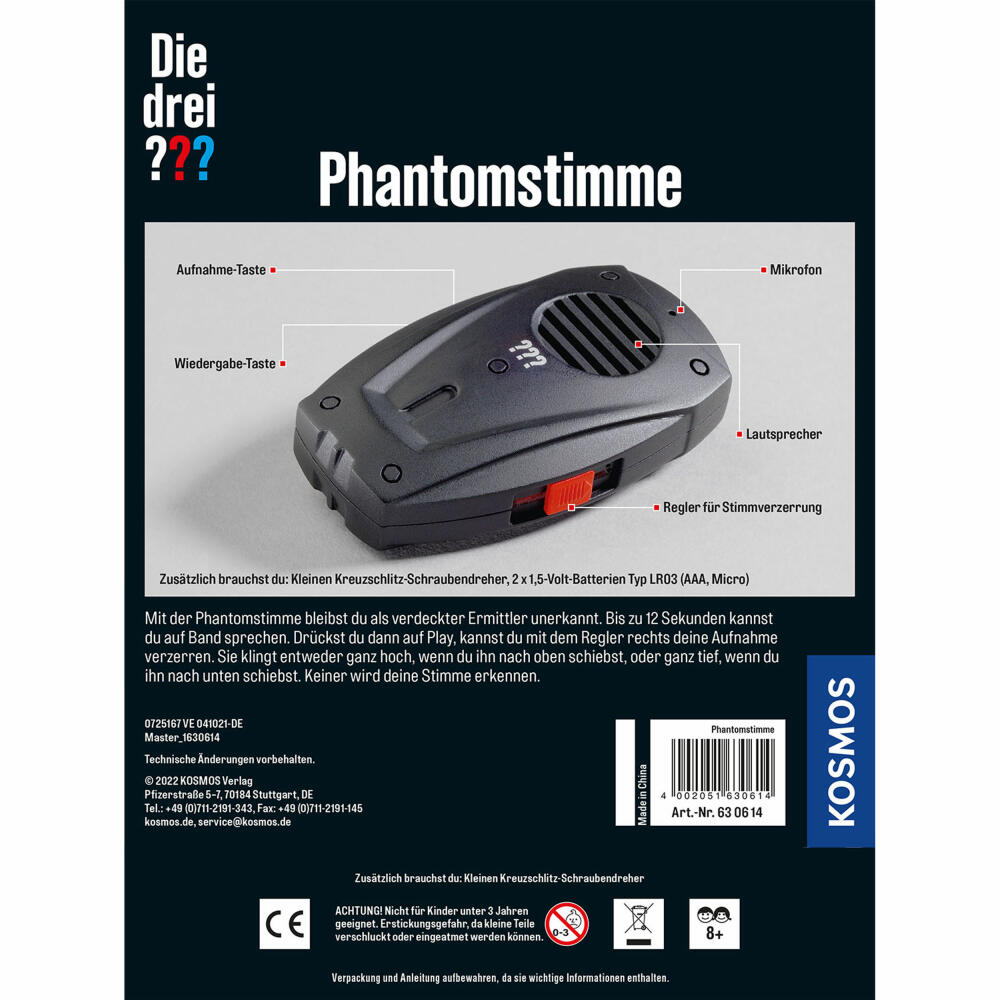 KOSMOS Die drei ??? Phantomstimme, Stimmenverzerer, Detektive, Spielzeug, Kinder, ab 8 Jahren, 630614