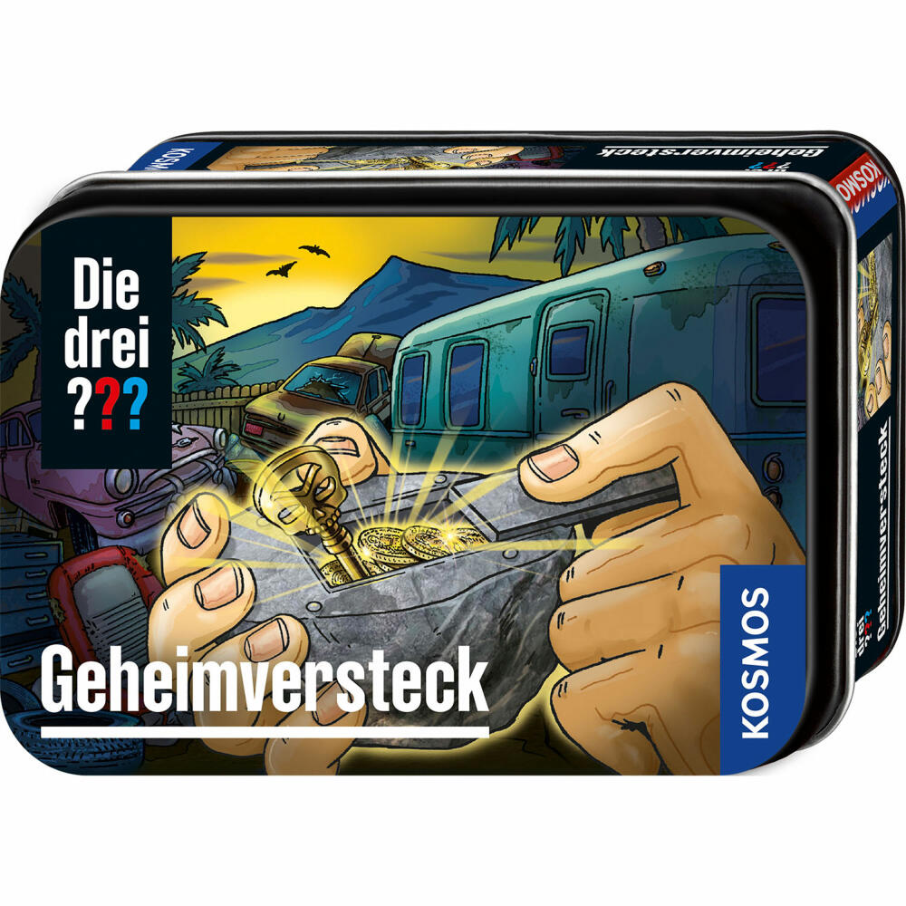 KOSMOS Die drei ??? Geheimversteck, Große Dose, Detektivgadget, Detektiv-Set, DIY, Stein-Knete, 632434