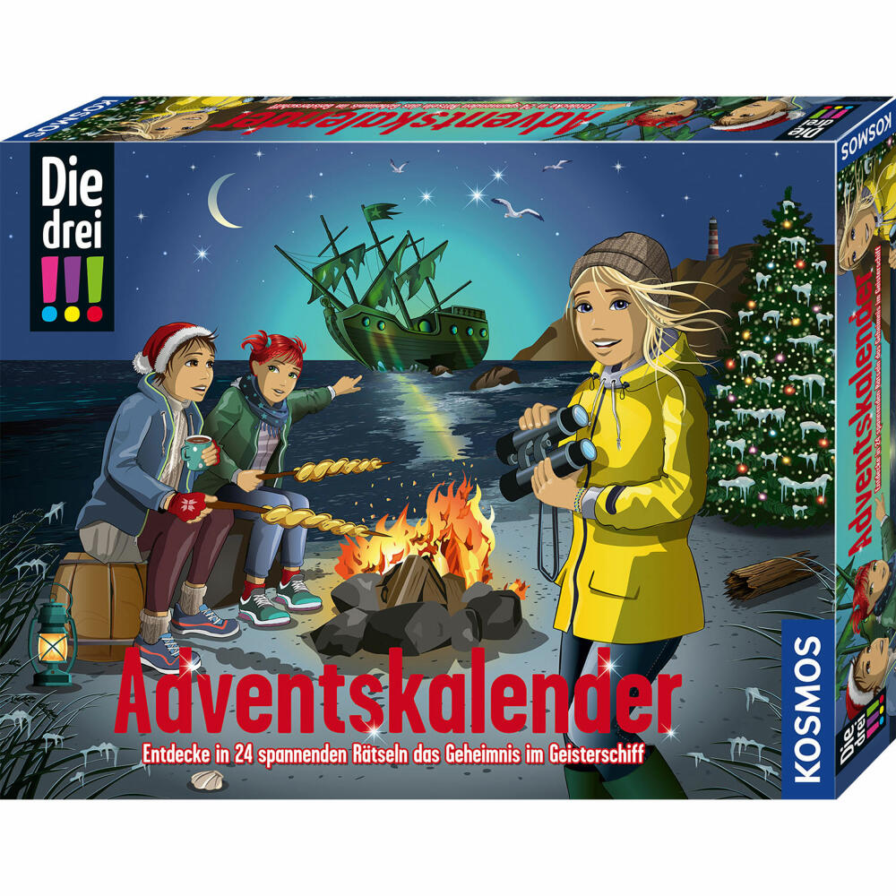 KOSMOS Die drei !!! Adventskalender 2022, Advents Kalender, Weihnachten, Rätsel, Kinder, 632458