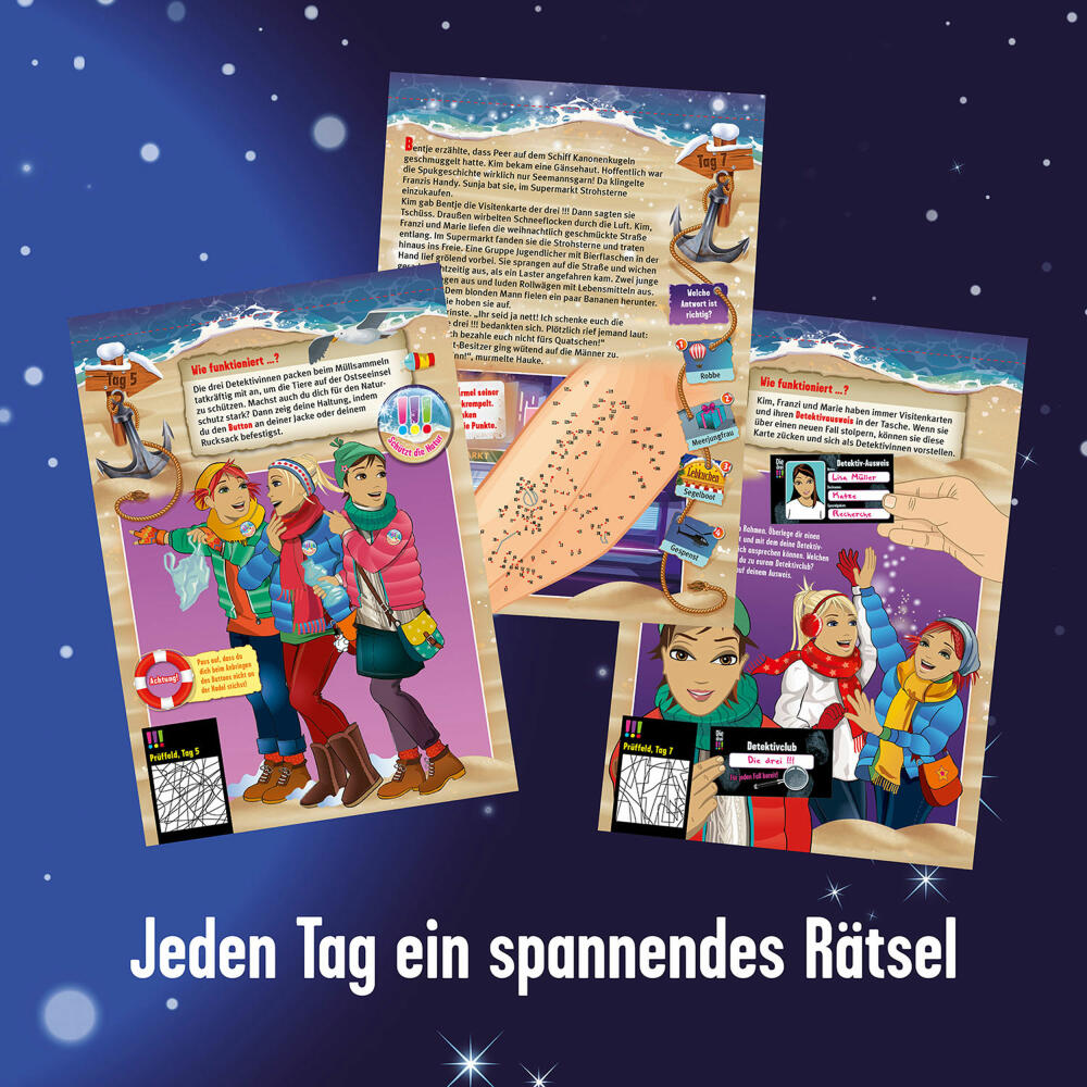 KOSMOS Die drei !!! Adventskalender 2022, Advents Kalender, Weihnachten, Rätsel, Kinder, 632458