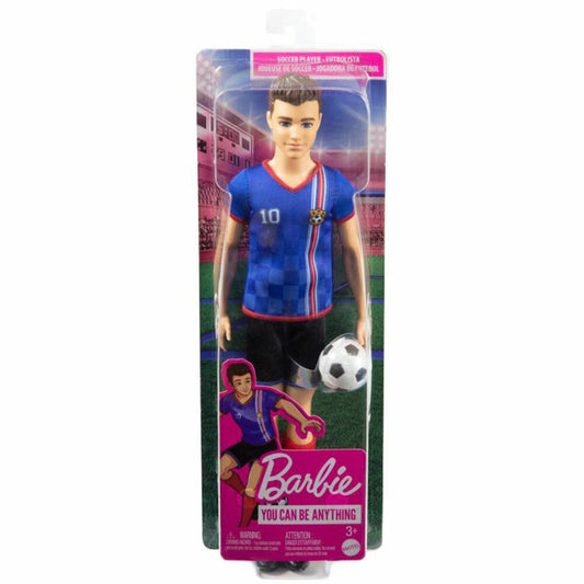 Mattel Barbie Ken Fußballspieler Puppe, Modepuppe, Anziehpuppe, Blaues Trikot, HCN15