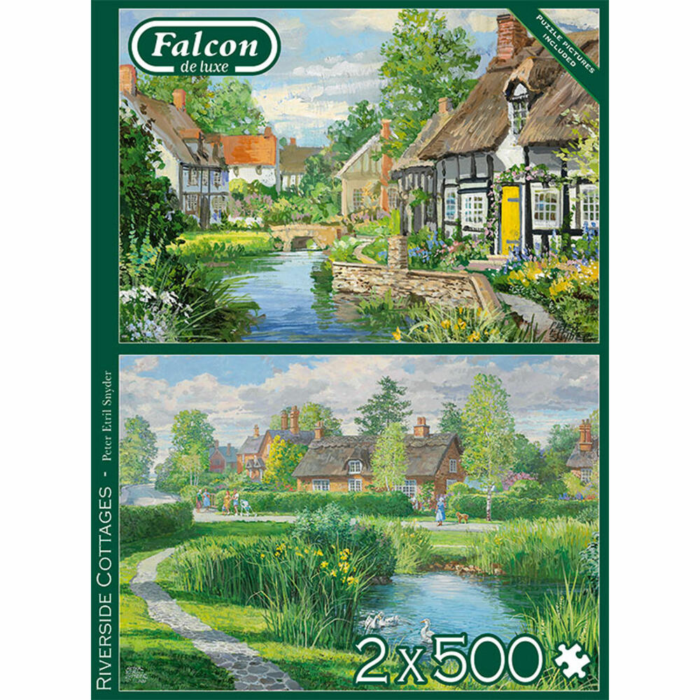 Jumbo Spiele Falcon Riverside Cottages, Puzzle, Erwachsenenpuzzle, Puzzlespiel, 2 x 500 Teile, 11289