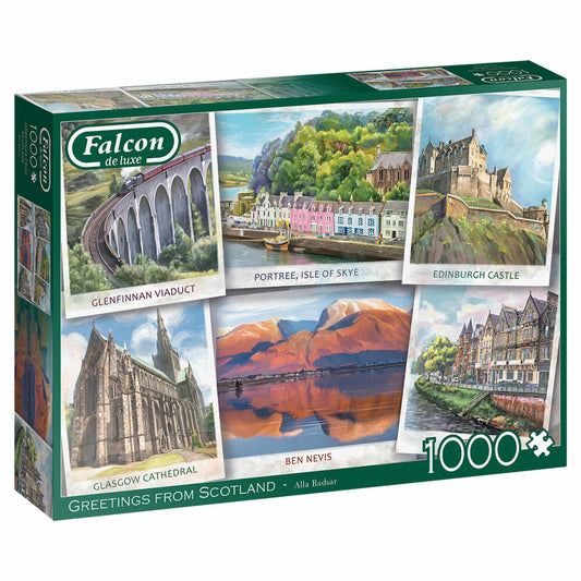 Jumbo Spiele Falcon Greetings from Scotland, Puzzle, Erwachsenenpuzzle, Puzzlespiel, 1000 Teile, 11325