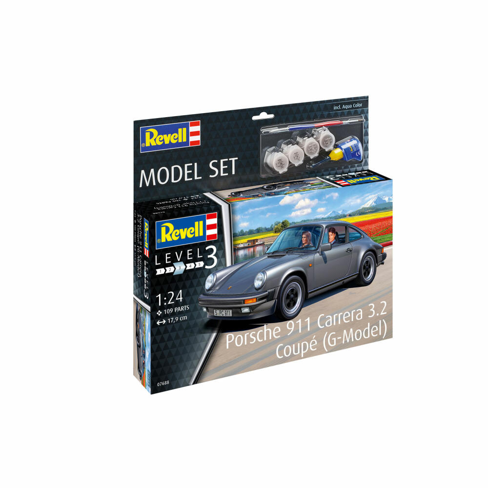 Revell Model Set Porsche 911 Carrera 3.2 Coupé G-Model, Auto, Modellbausatz, Modell Bausatz, 109 Teile, ab 10 Jahre, 67688