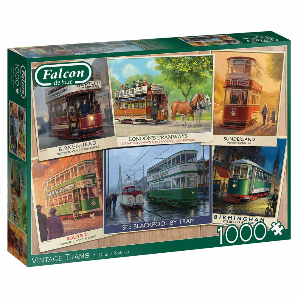 Jumbo Spiele Falcon Vintage Trams, Puzzle, Erwachsenenpuzzle, Puzzlespiel, 1000 Teile, 11367