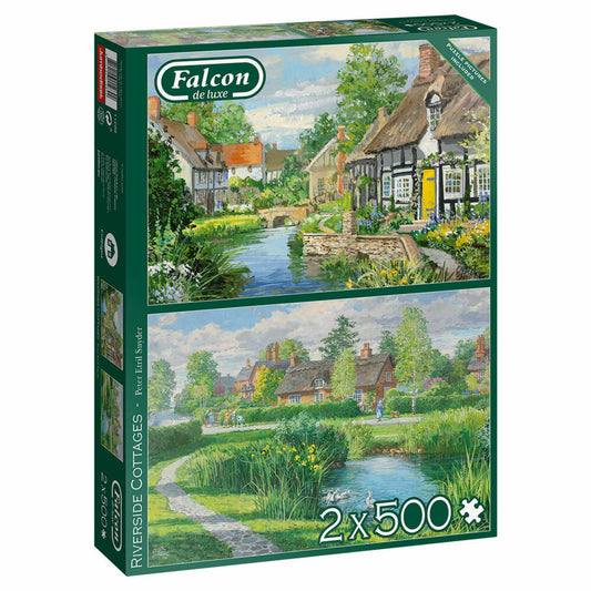 Jumbo Spiele Falcon Riverside Cottages, Puzzle, Erwachsenenpuzzle, Puzzlespiel, 2 x 500 Teile, 11289