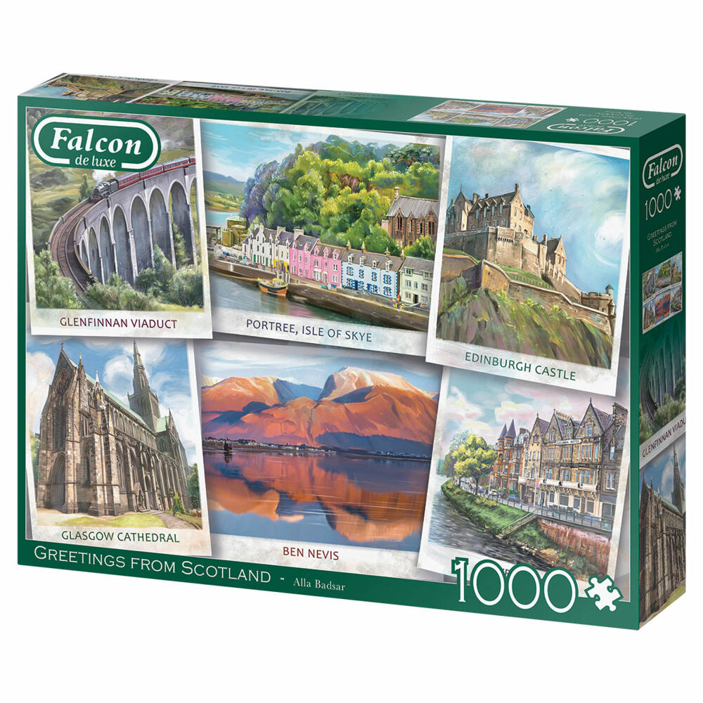 Jumbo Spiele Falcon Greetings from Scotland, Puzzle, Erwachsenenpuzzle, Puzzlespiel, 1000 Teile, 11325