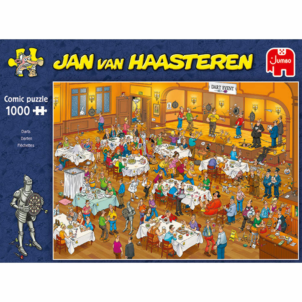 Jumbo Spiele Jan van Haasteren - Dart Turnier, Puzzle, Erwachsenenpuzzle, Puzzlespiel, 1000 Teile, 19076