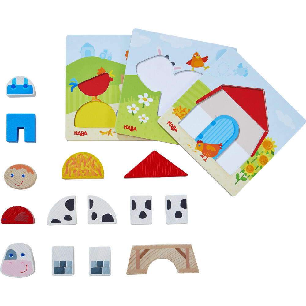 HABA Zuordnungsspiel Bauernhof, Legespiel, Kinderpuzzle, Puzzle, Kinder Spiel, ab 18 Monaten, 306488