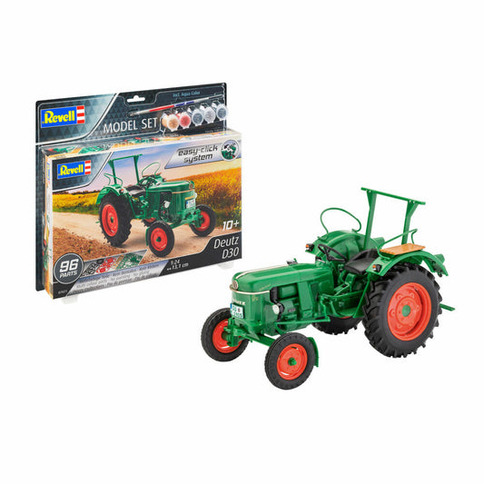 Revell Model Set Deutz D30, Traktor, Easy Click System, Modellbausatz mit Farben, 96 Teile, ab 10 Jahren, 67821