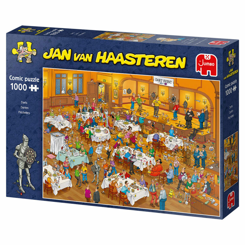 Jumbo Spiele Jan van Haasteren - Dart Turnier, Puzzle, Erwachsenenpuzzle, Puzzlespiel, 1000 Teile, 19076