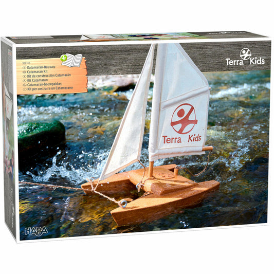 HABA Terra Kids Katamaran-Bausatz, Basteln, Boot, Konstruktionsspielzeug, Baukasten, 306315